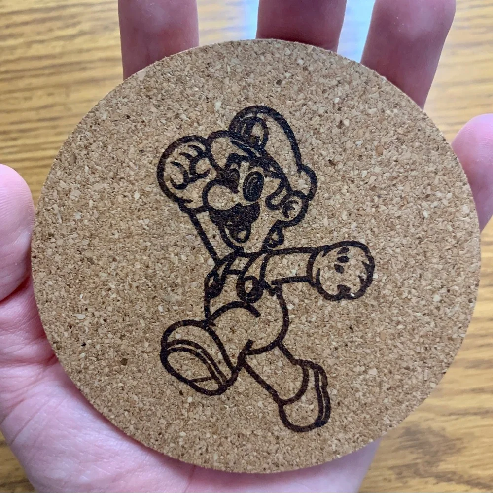 Luigi Laser Engraved Cork Coaster